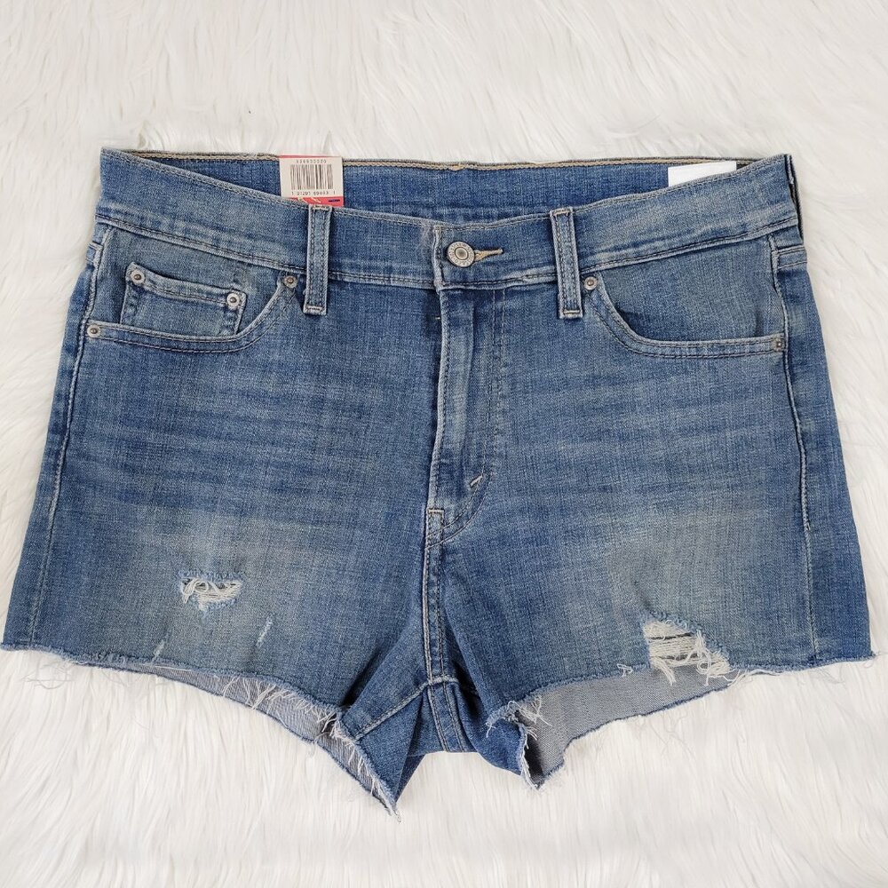 New NWT Levis High Rise Shorts Mid Rise Slim Through Hip Size 29 Women's Blue
